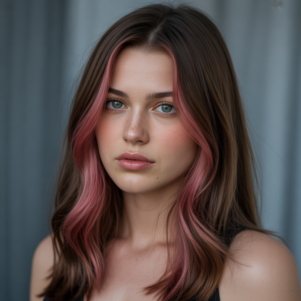 Face-Framing Pink Highlights 