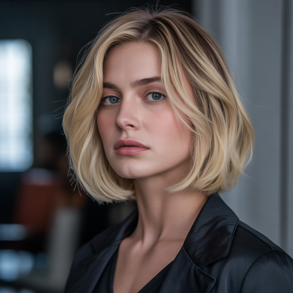 Blonde bob with lowlights