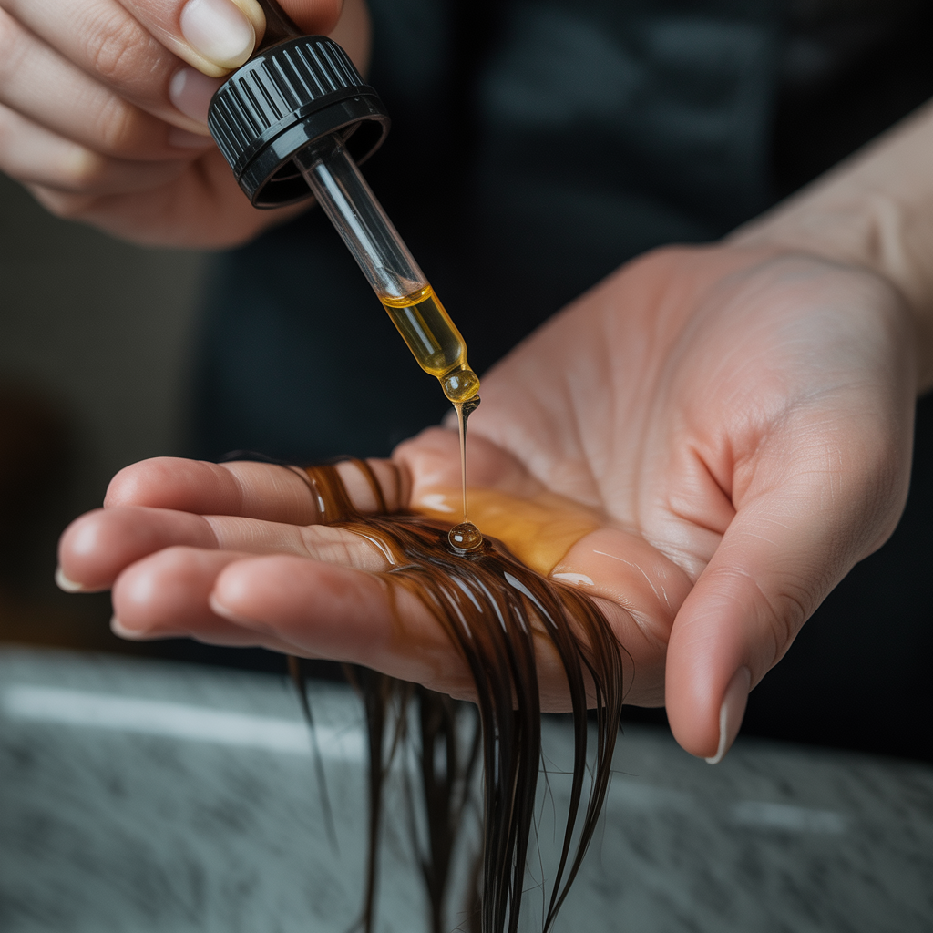 Applying hair oil