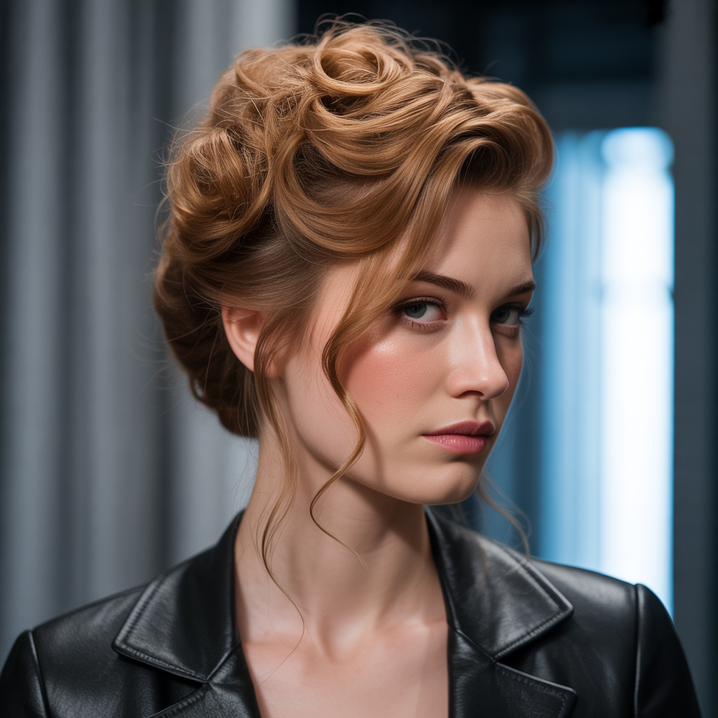 Side-Swept Curly Bun