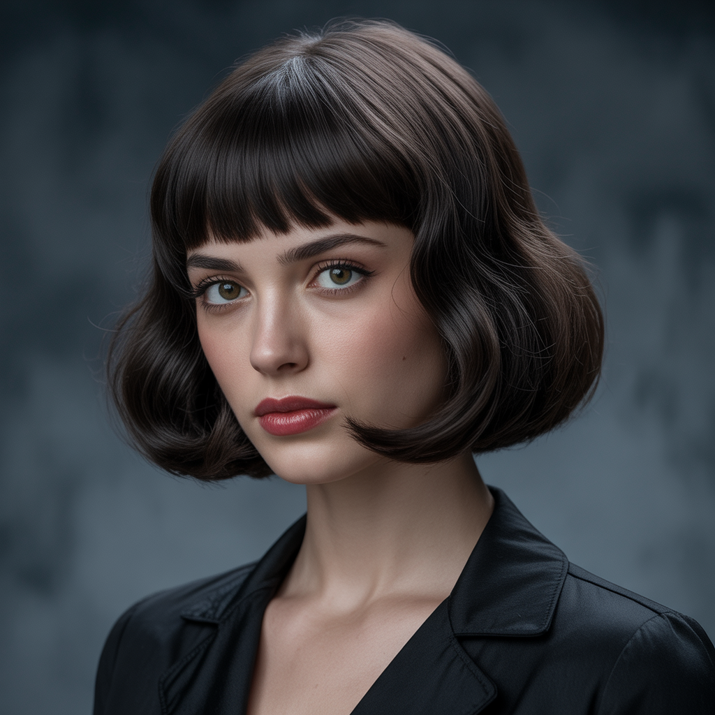 Bob hairstyles for round face with curtain bangs