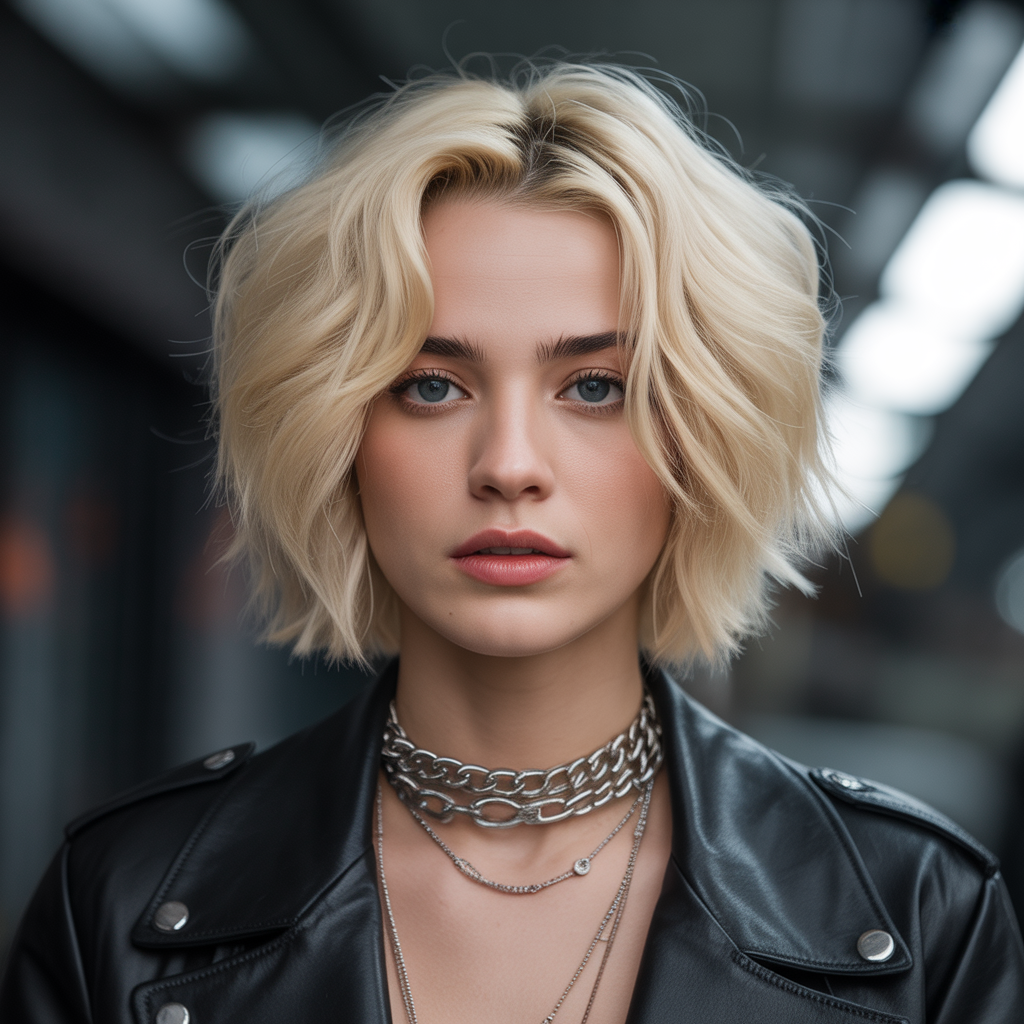 Blonde bob with modern edge