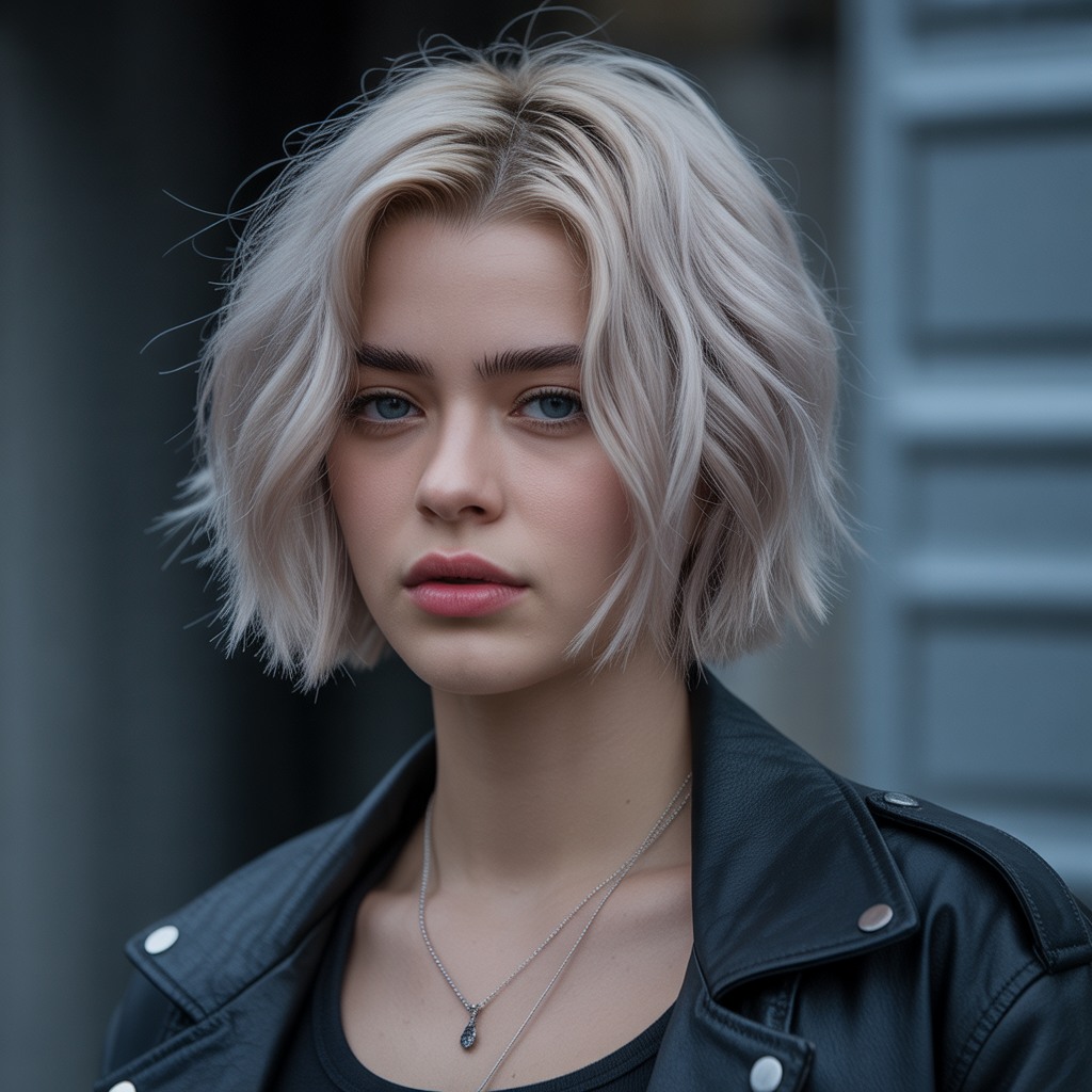 Icy blonde bob style