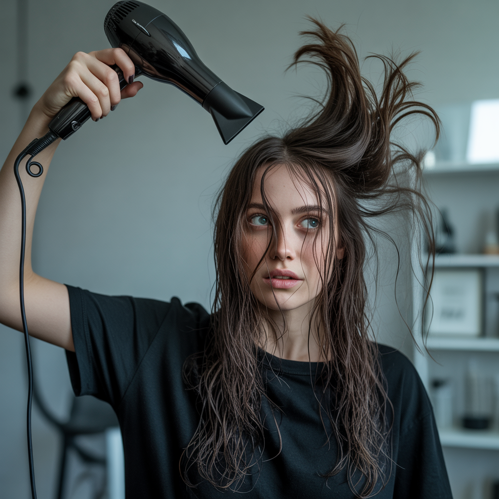 Drying upside down for volume