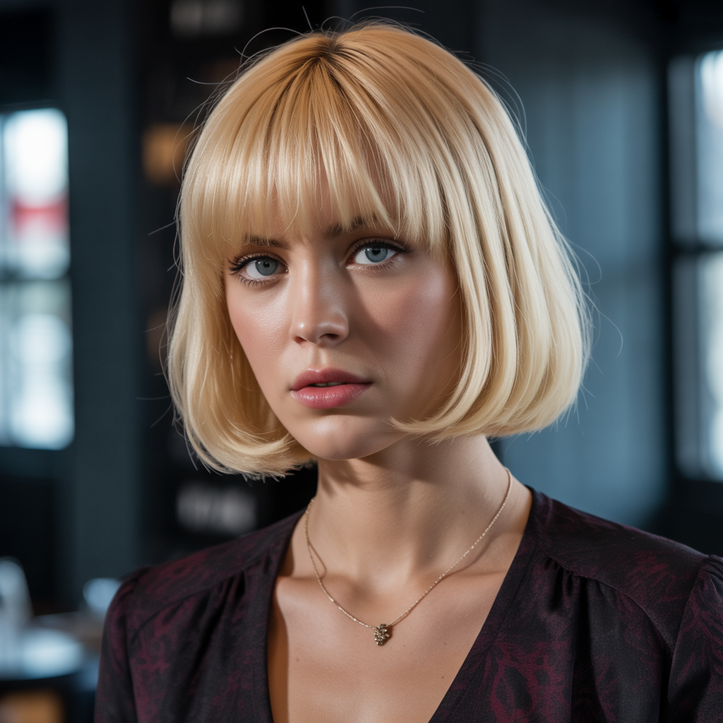Blonde bob with bangs