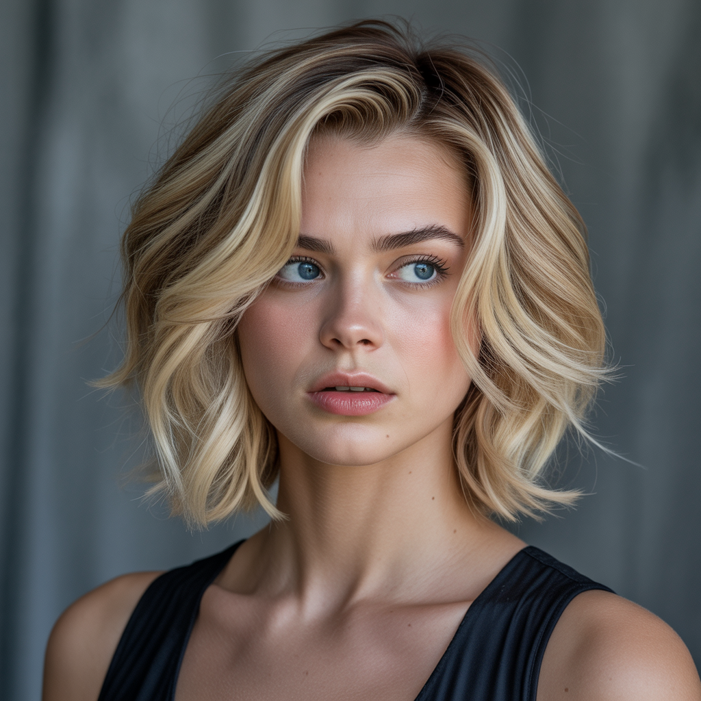 Layered blonde bob haircut