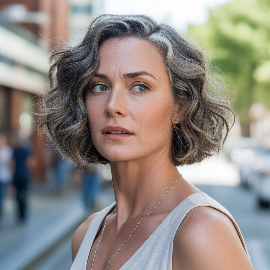 Wavy chin-length bob