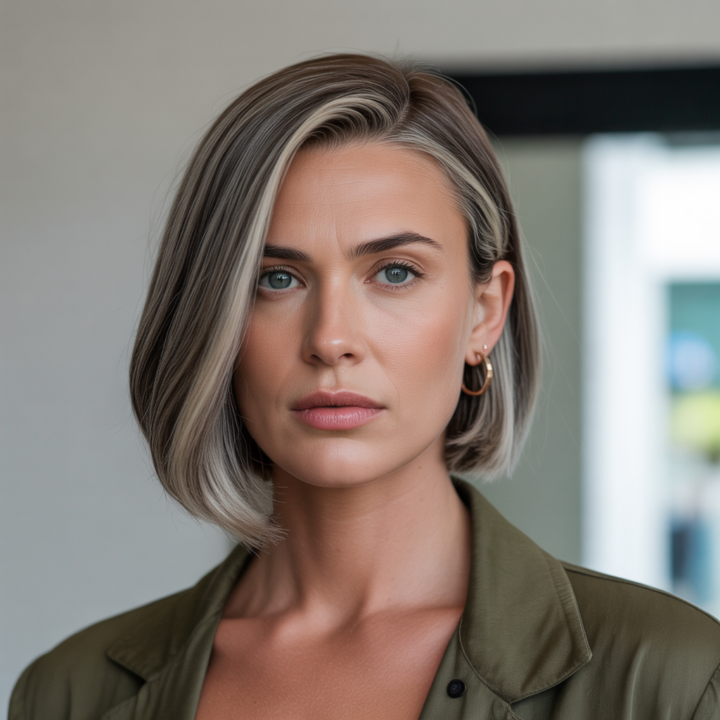 Sleek side-parted bob