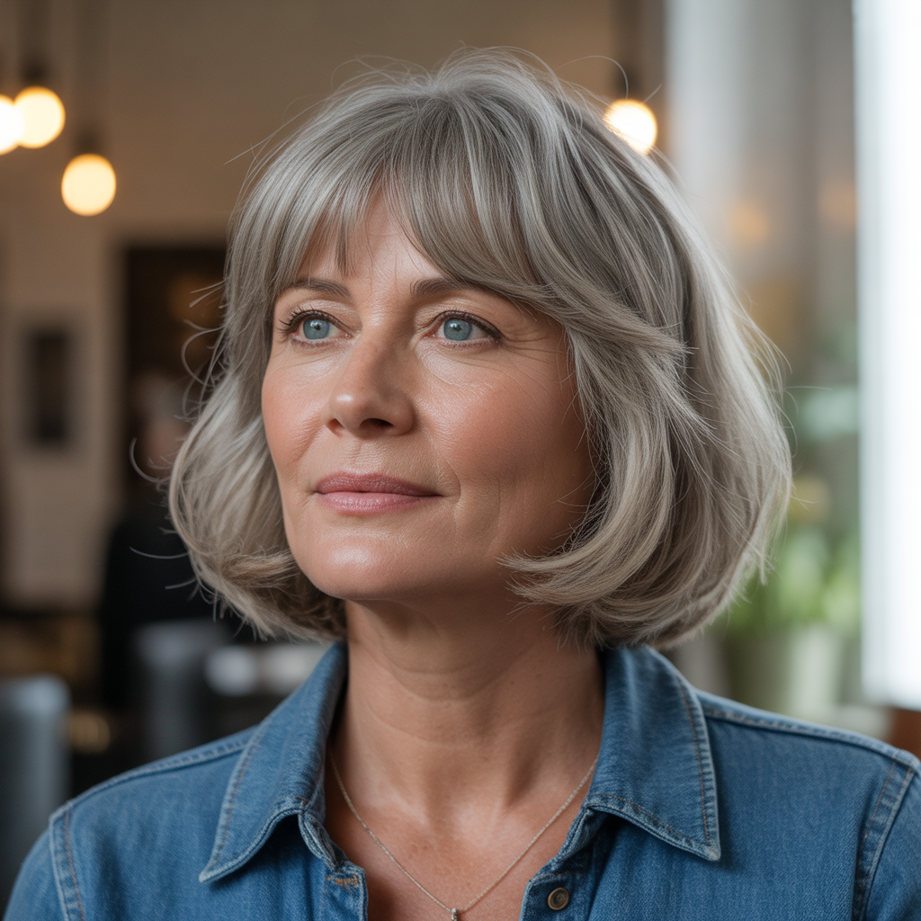 Chin-length cut with bangs