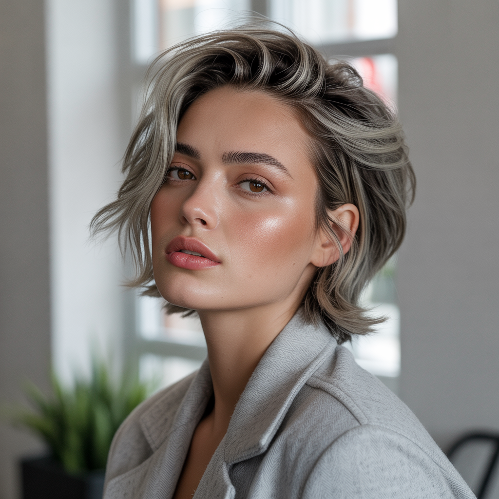 Layered short cut with crown lift