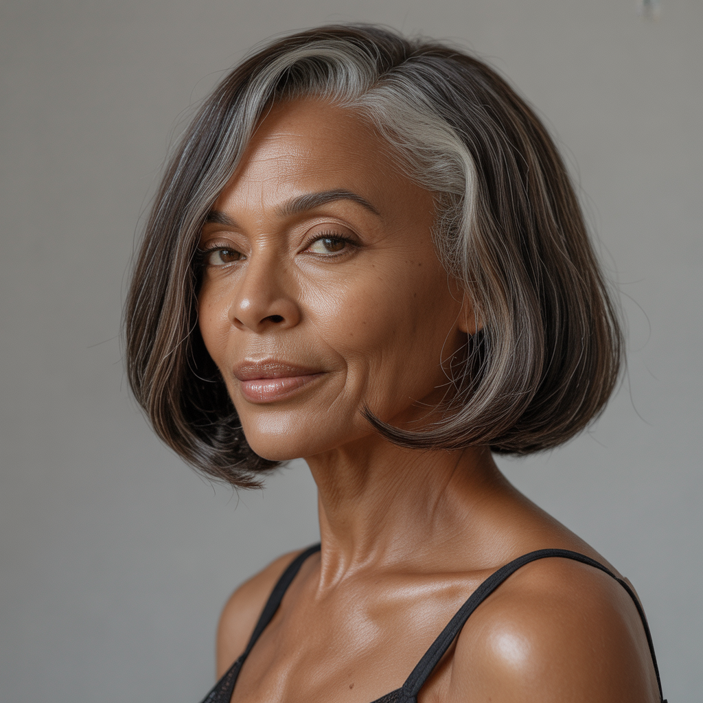Natural bob with gray embrace