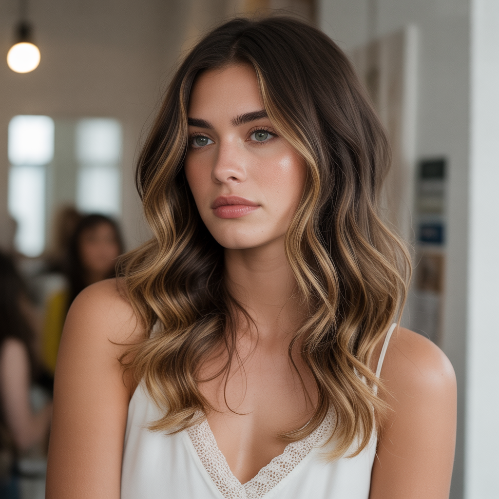 Honey blonde balayage with layered cuts