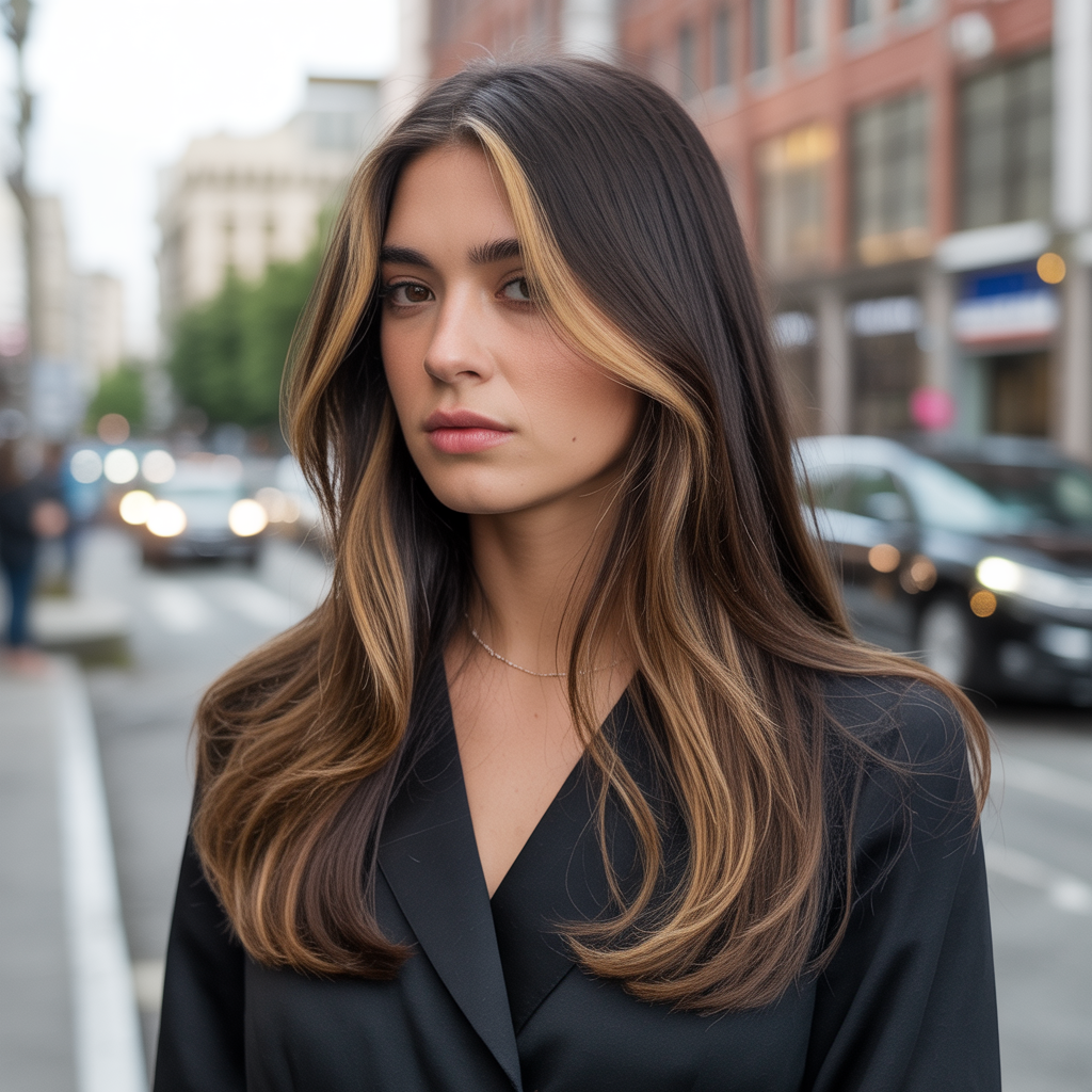 Honey blonde balayage with soft waves