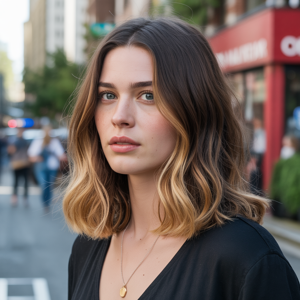 Honey blonde balayage with cool undertones