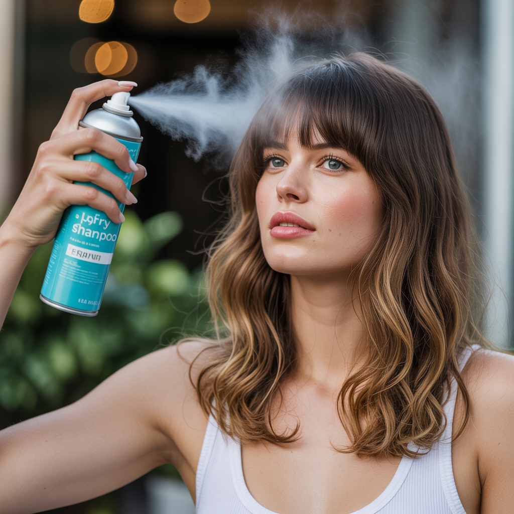 Refresh Bangs with Dry Shampoo