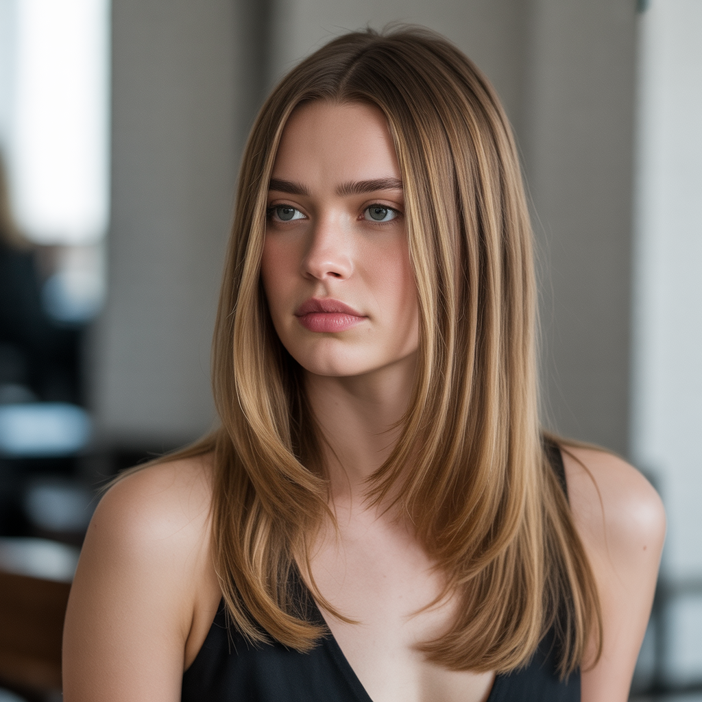 Side part with half-up style