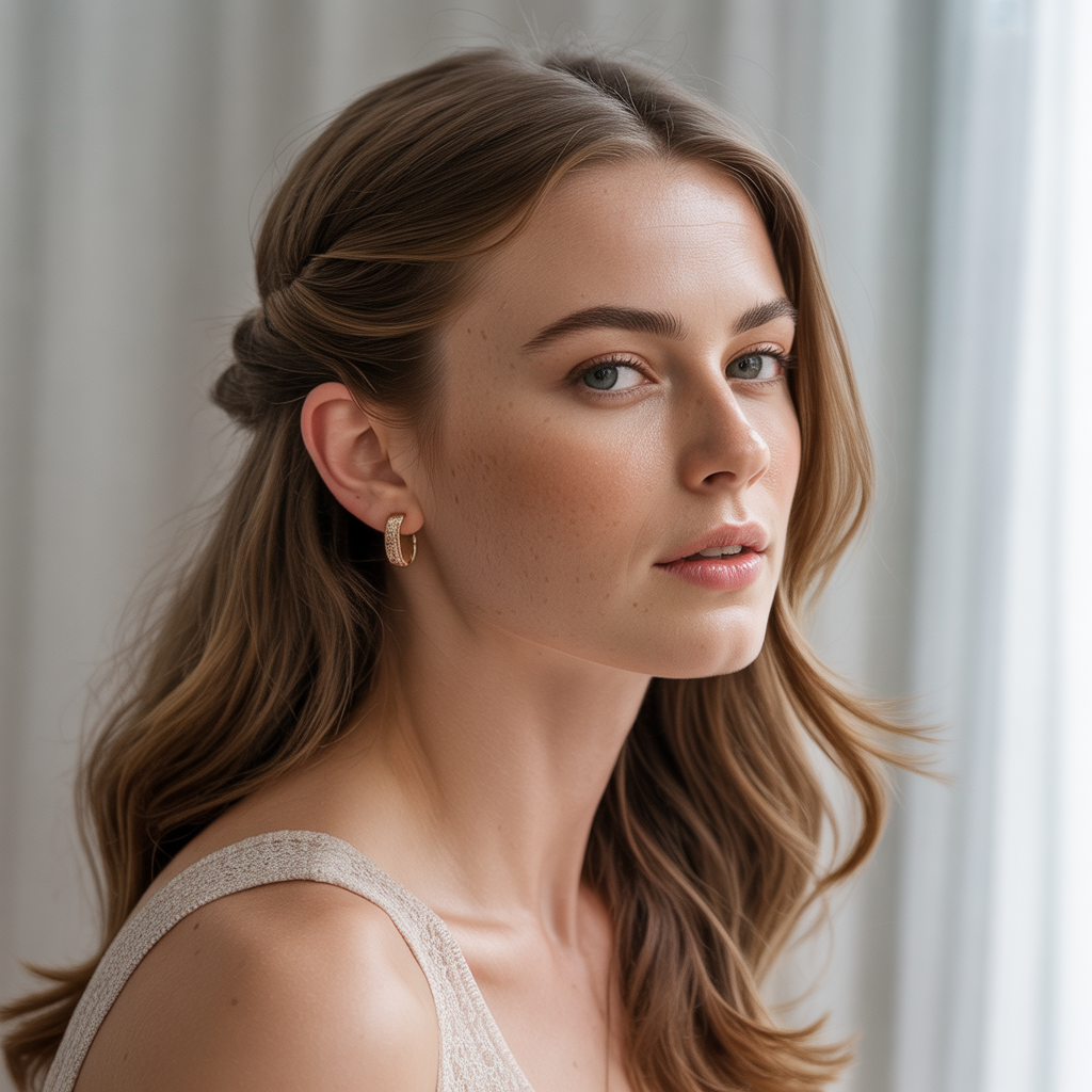 Side part with messy bun