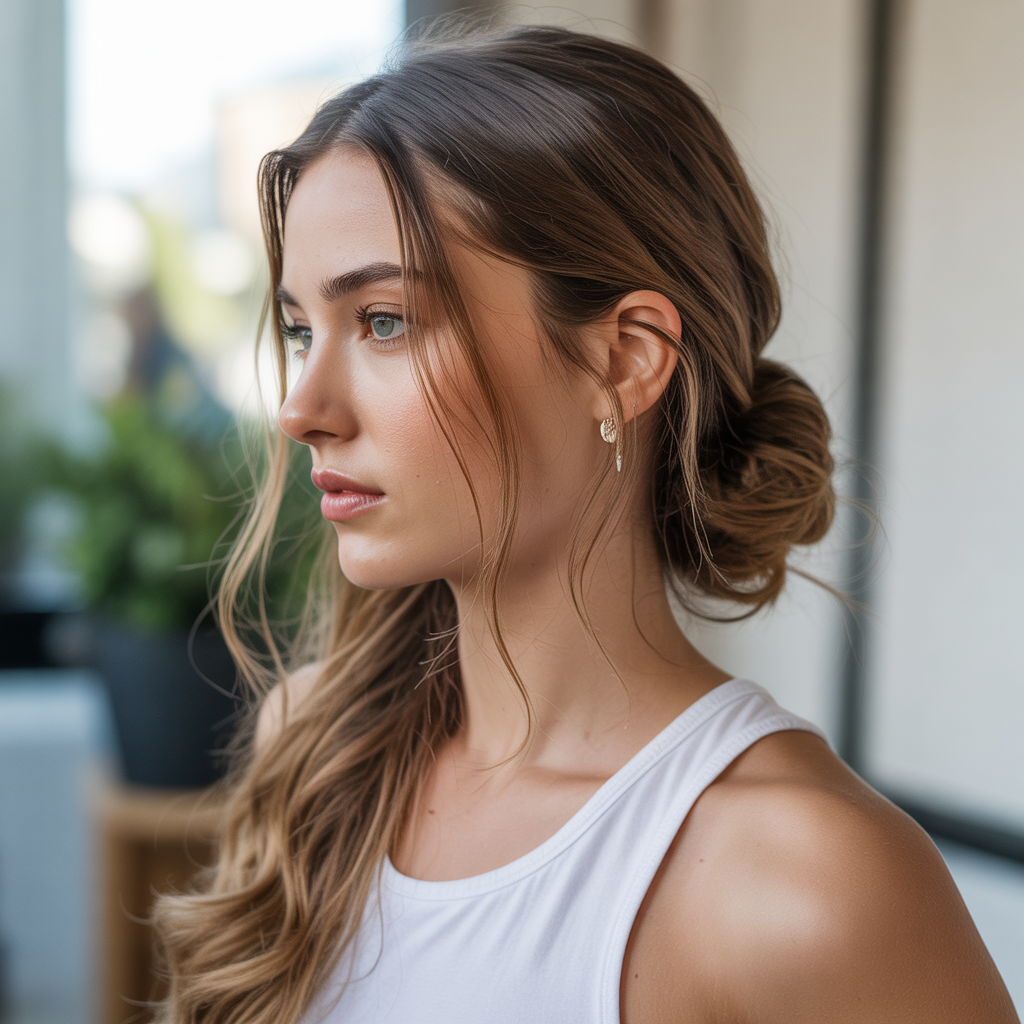 Side part with loose curls