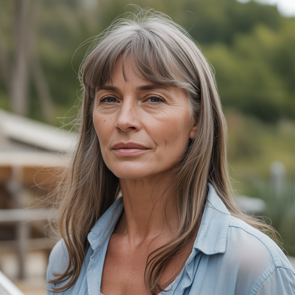 Curtain bangs with waves