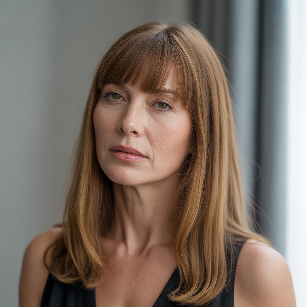 Curtain bangs with straight ends