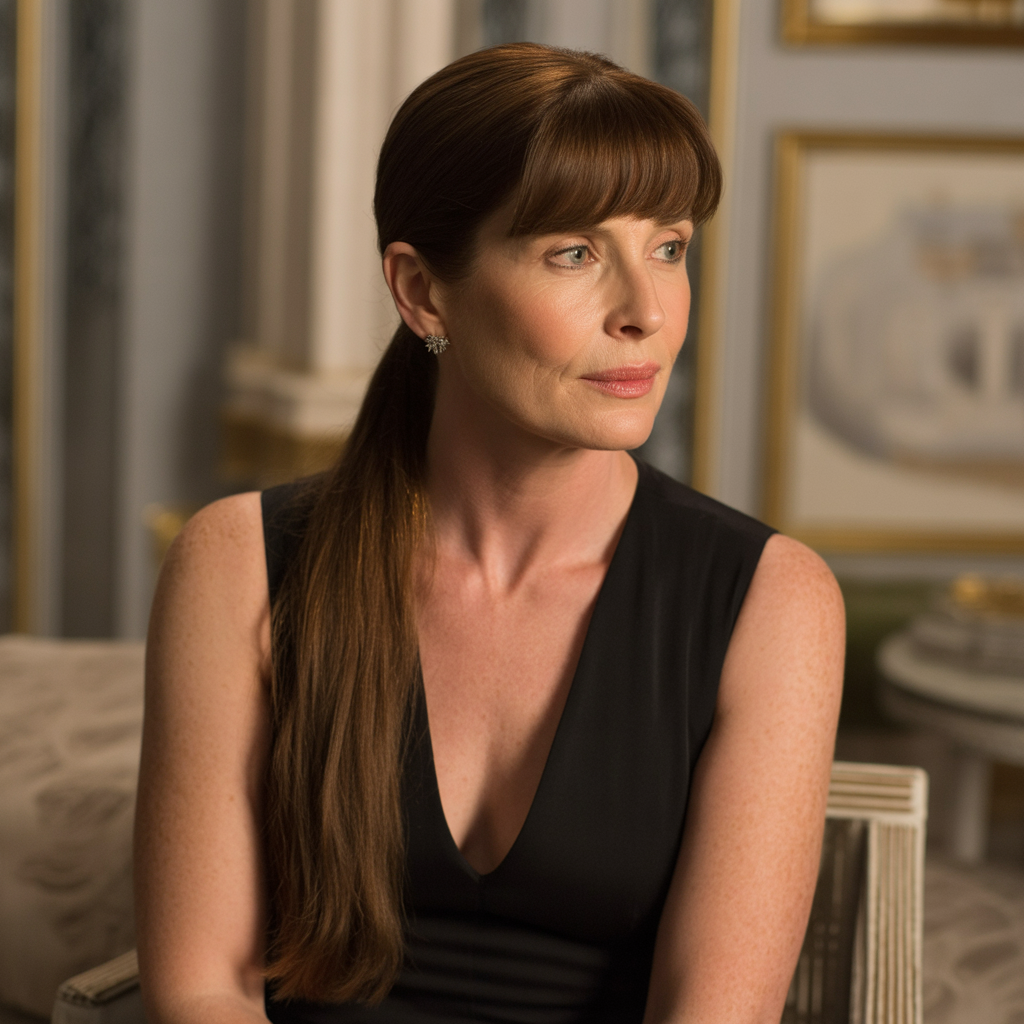 Arched bangs with sleek hair