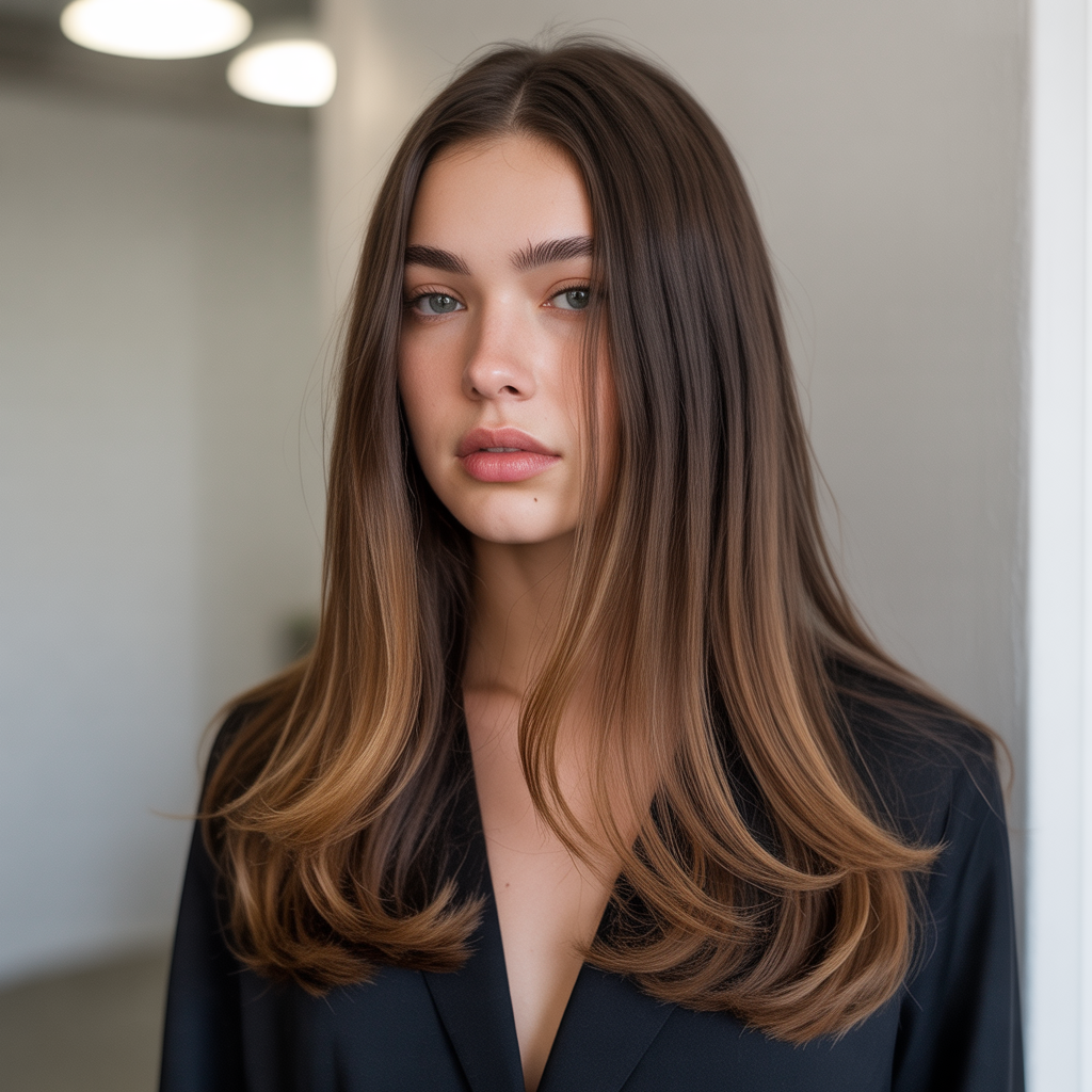 Caramel infusion on straight hair