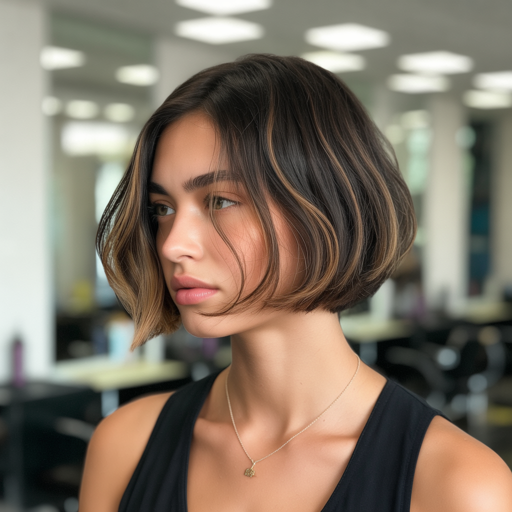 Caramel warmth on short bobs