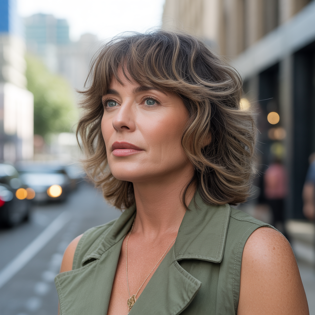 Modern mullet with bangs