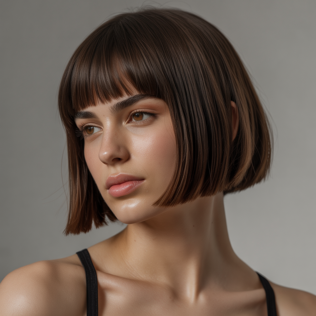 Classic blunt bob with bangs
