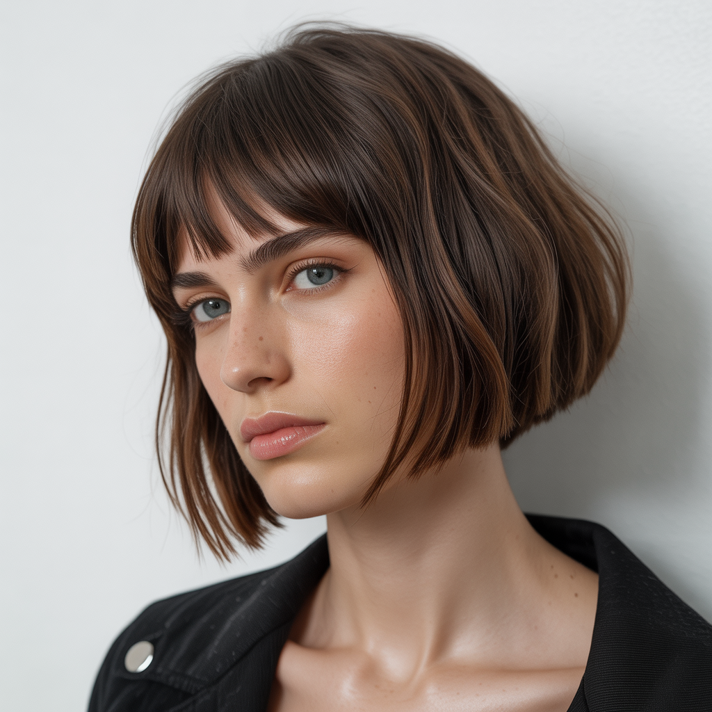 Inverted bob with straight bangs