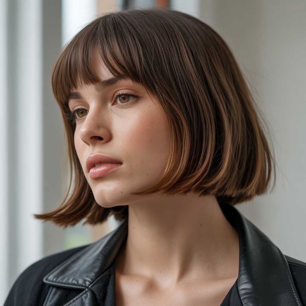 Chin-length bob with bangs