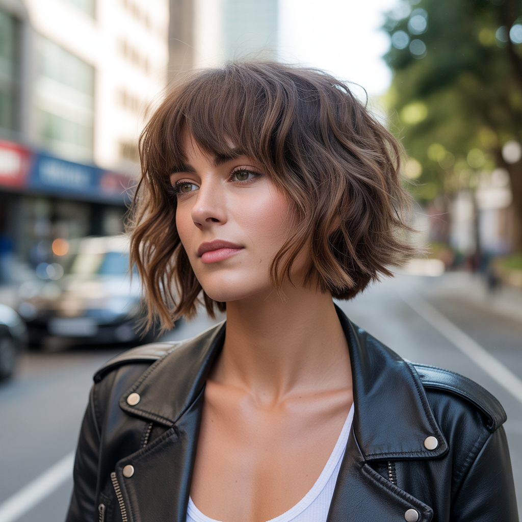 Shaggy bob with bangs