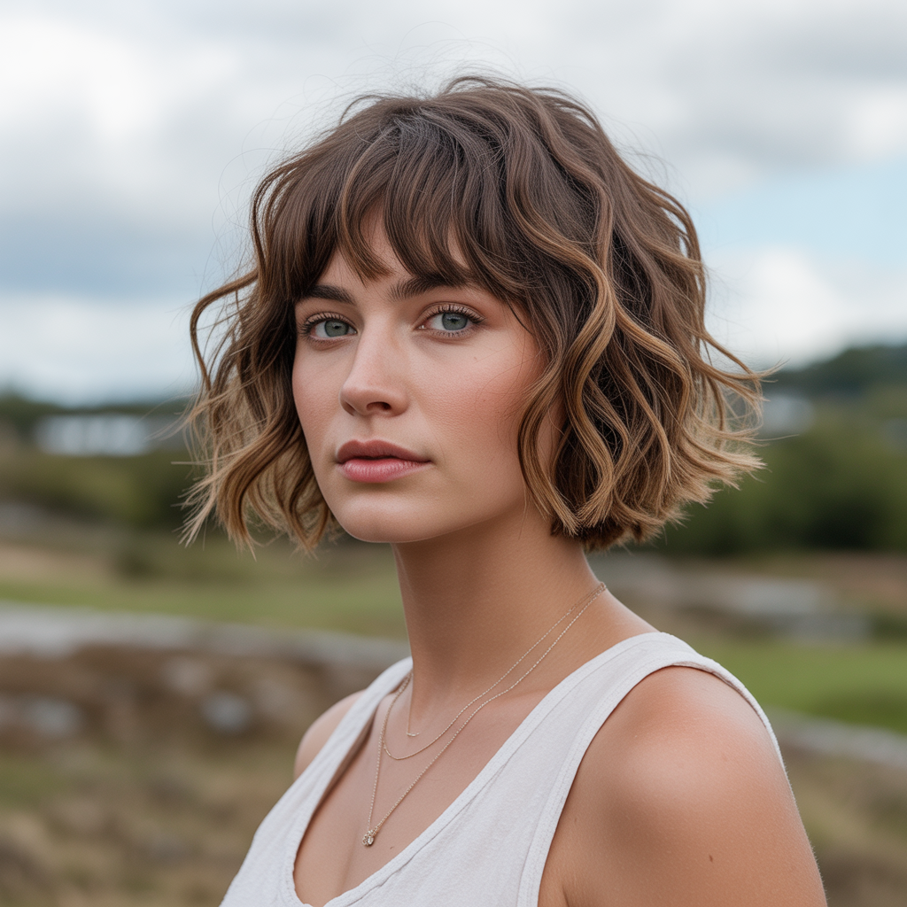 Tousled bob with bangs