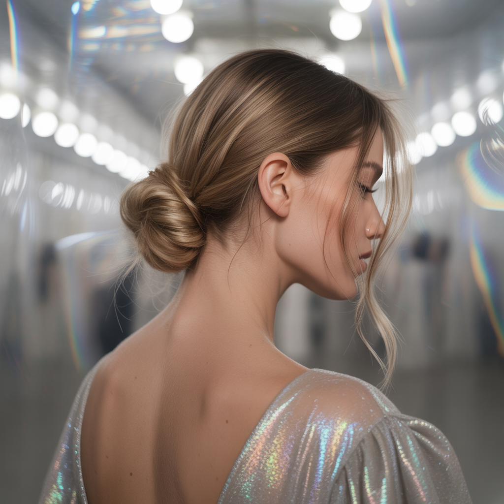 Twisted Low Bun with Textured Accents