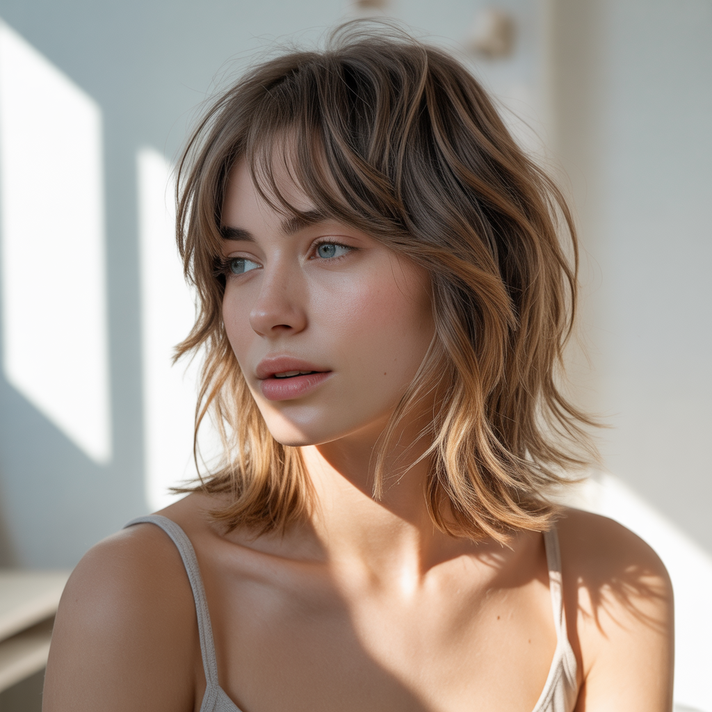 Wispy Bangs with Medium Layers