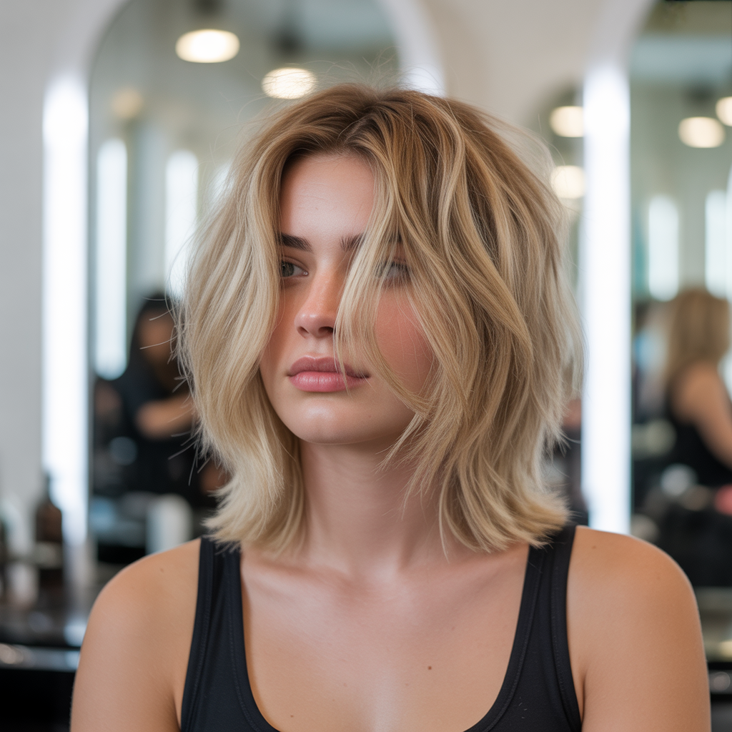 Choppy Lob for Edgy Dimension