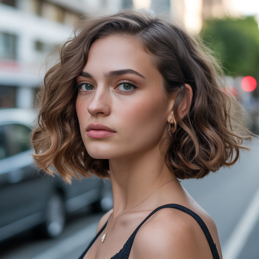 Collarbone Bob with Subtle Curls