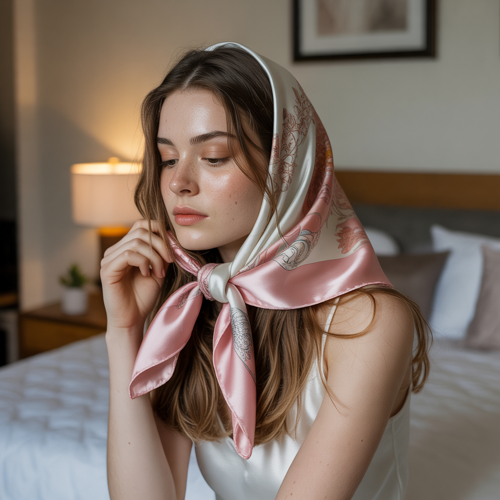 Wrapping Hair in a Silk Scarf