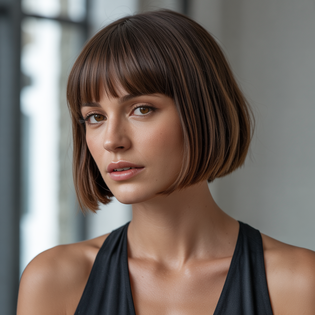 Sleek Bob with Straight Bangs