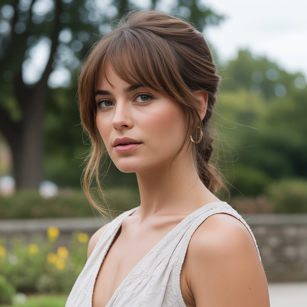 Half-Up Style with Layered Bangs