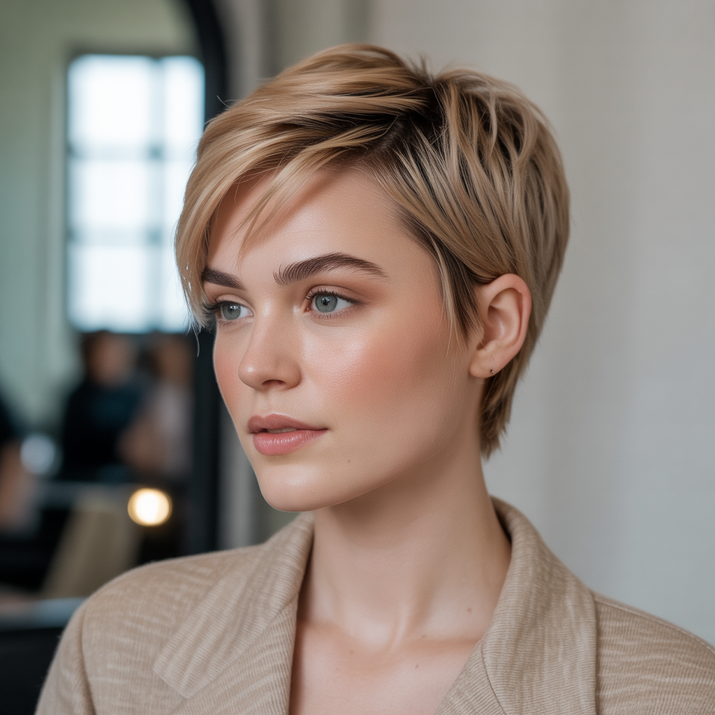 Layered Pixie with Highlights