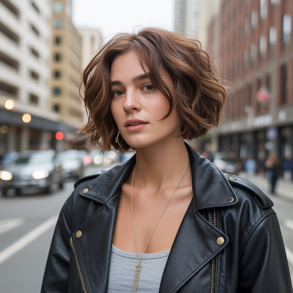 Shag-inspired brown bob