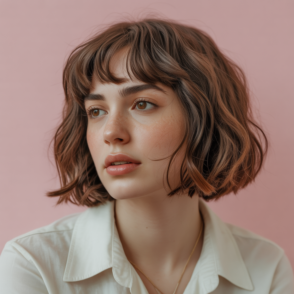 Brown bob with wispy bangs