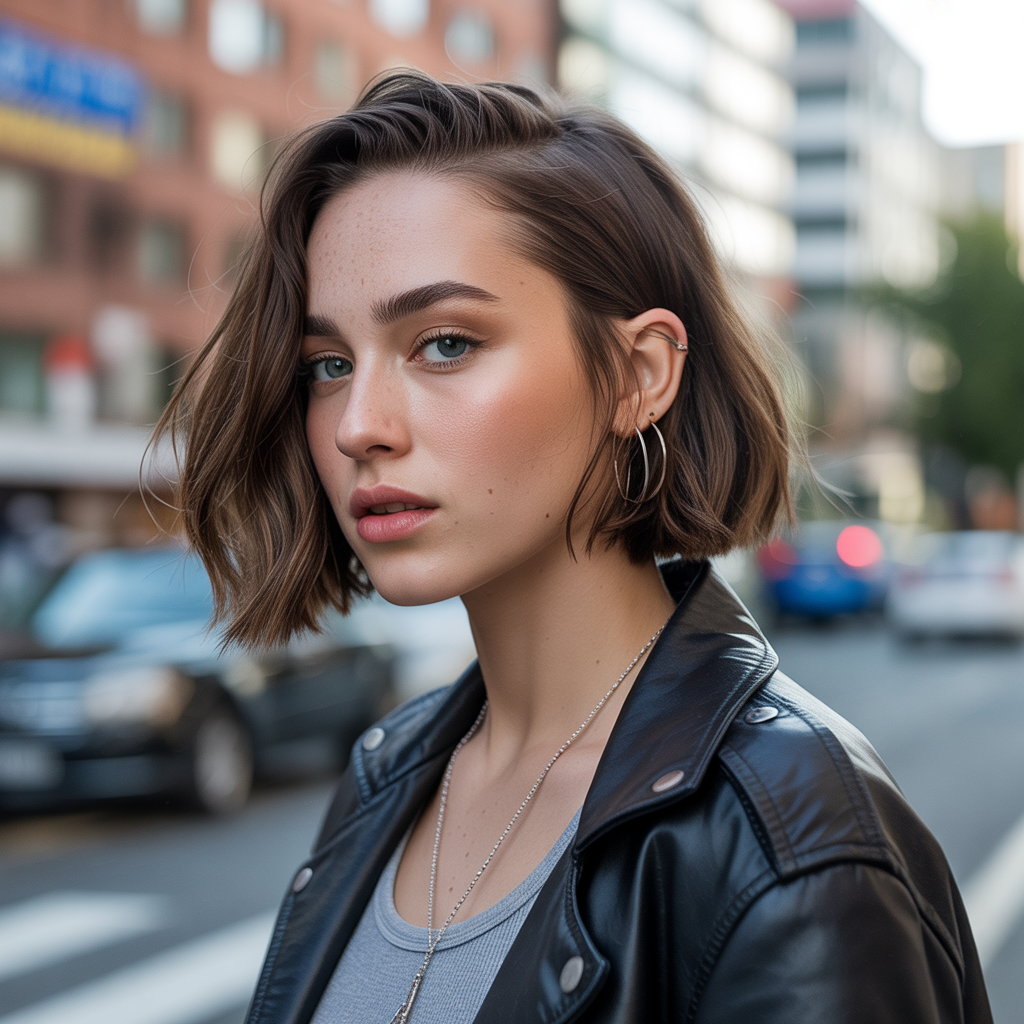 Brown bob with undercut detail