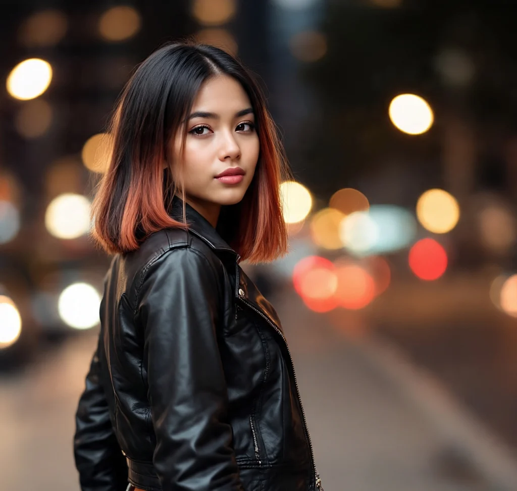 Sleek Bob with Fiery Highlights