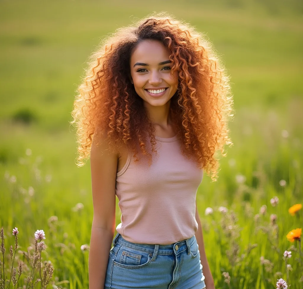 Natural Curls with Copper Tones