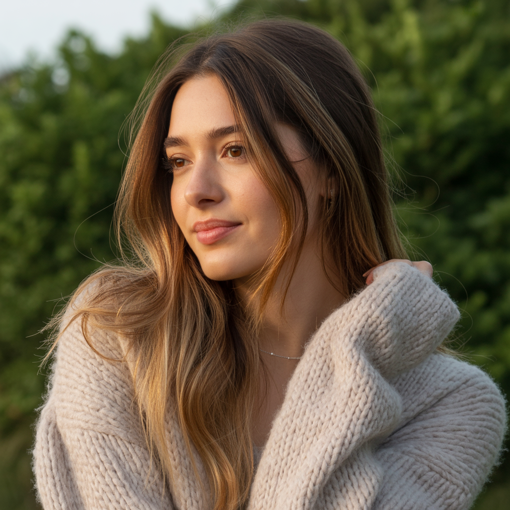 Warm Caramel Balayage Honey with Bangs