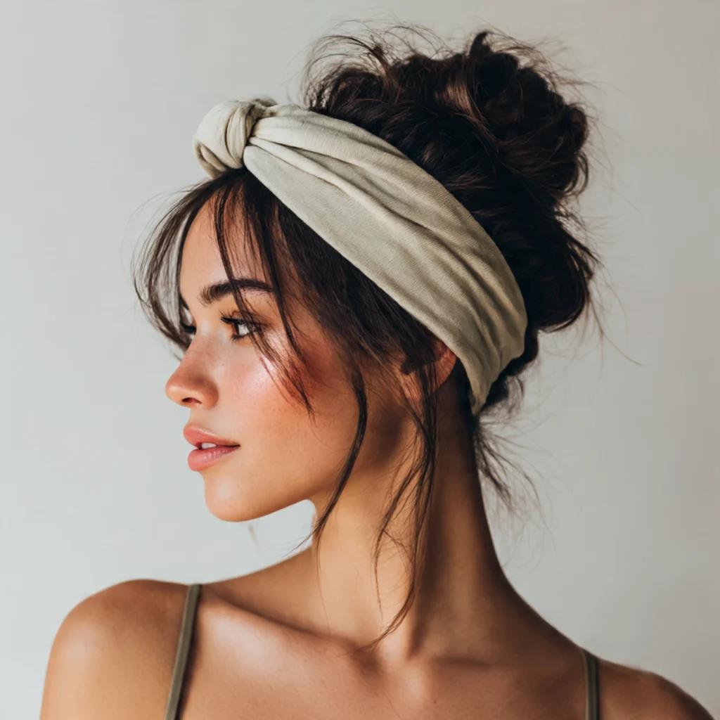 Messy Bun with Thick Headband