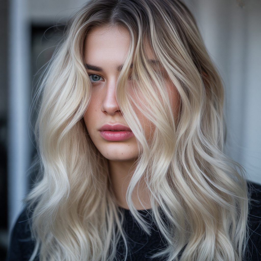 Balayage with Platinum Accents