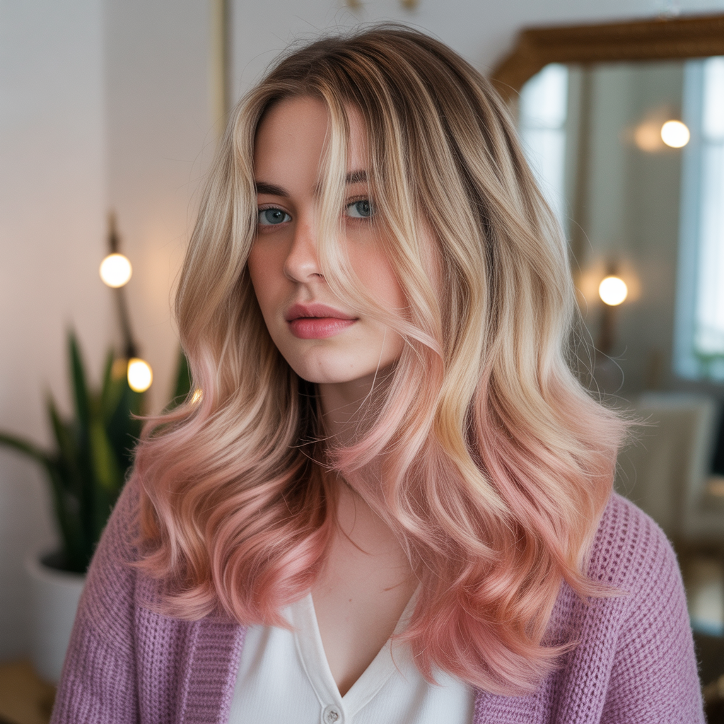 Champagne Rose Blonde Balayage